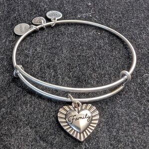 Silver Heart Charm Bangle Bracelet
